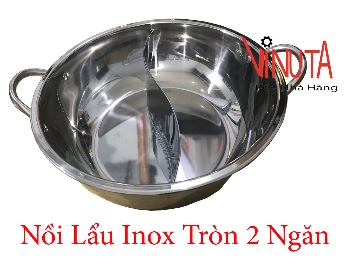 nồi lẩu inox tròn 2 ngăn