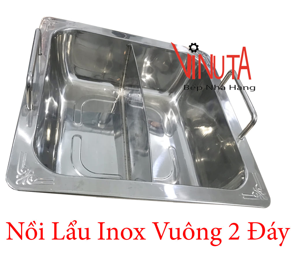 nồi lẩu inox vuông 2 đáy