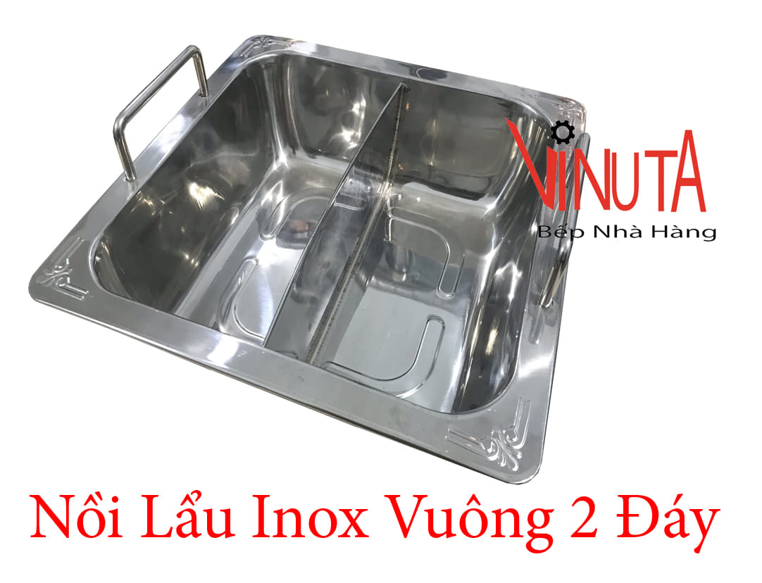 nồi lẩu inox vuông 2 đáy