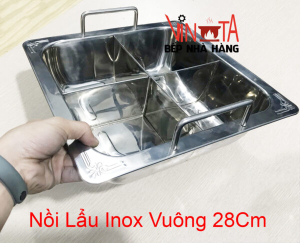 Nồi Lẩu Inox 4 Ngăn (Đáy), Xoong nấu lẩu 4 đáy từ, nồi lẩu bếp từ 28cm - Ảnh 10