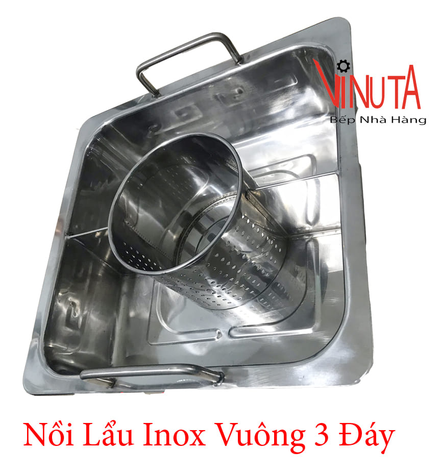 nồi lẩu inox vuông 3 đáy