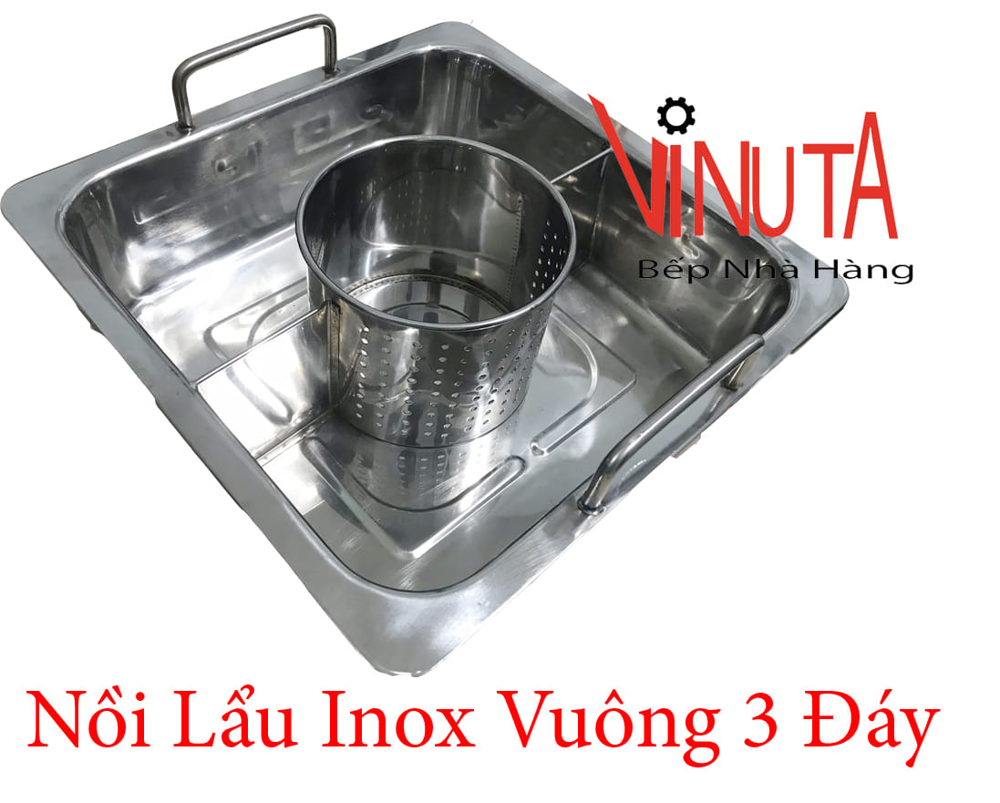 nồi lẩu inox vuông 3 đáy