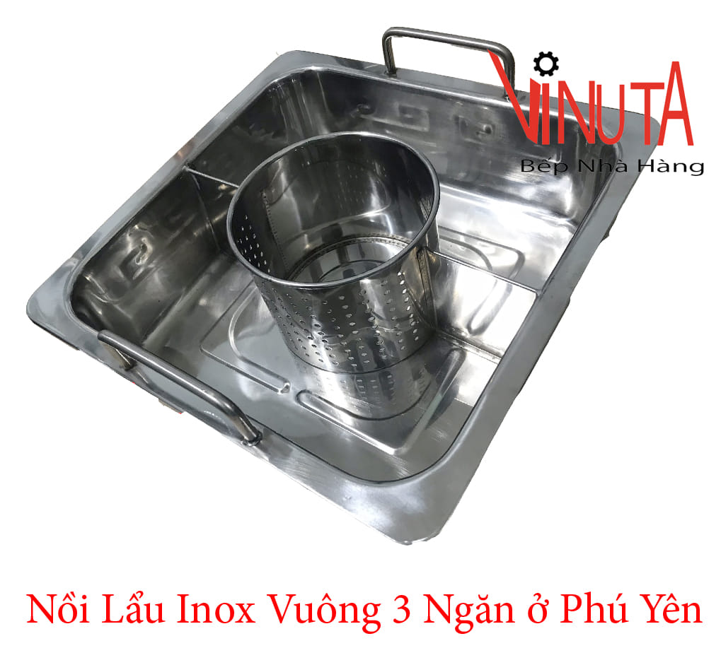 nồi lẩu inox hình vuông 3 ngăn ỏ phú yên