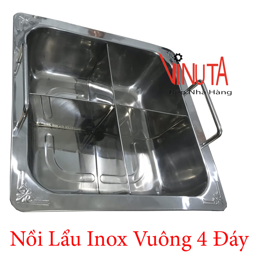 nồi lẩu inox vuông 4 đáy