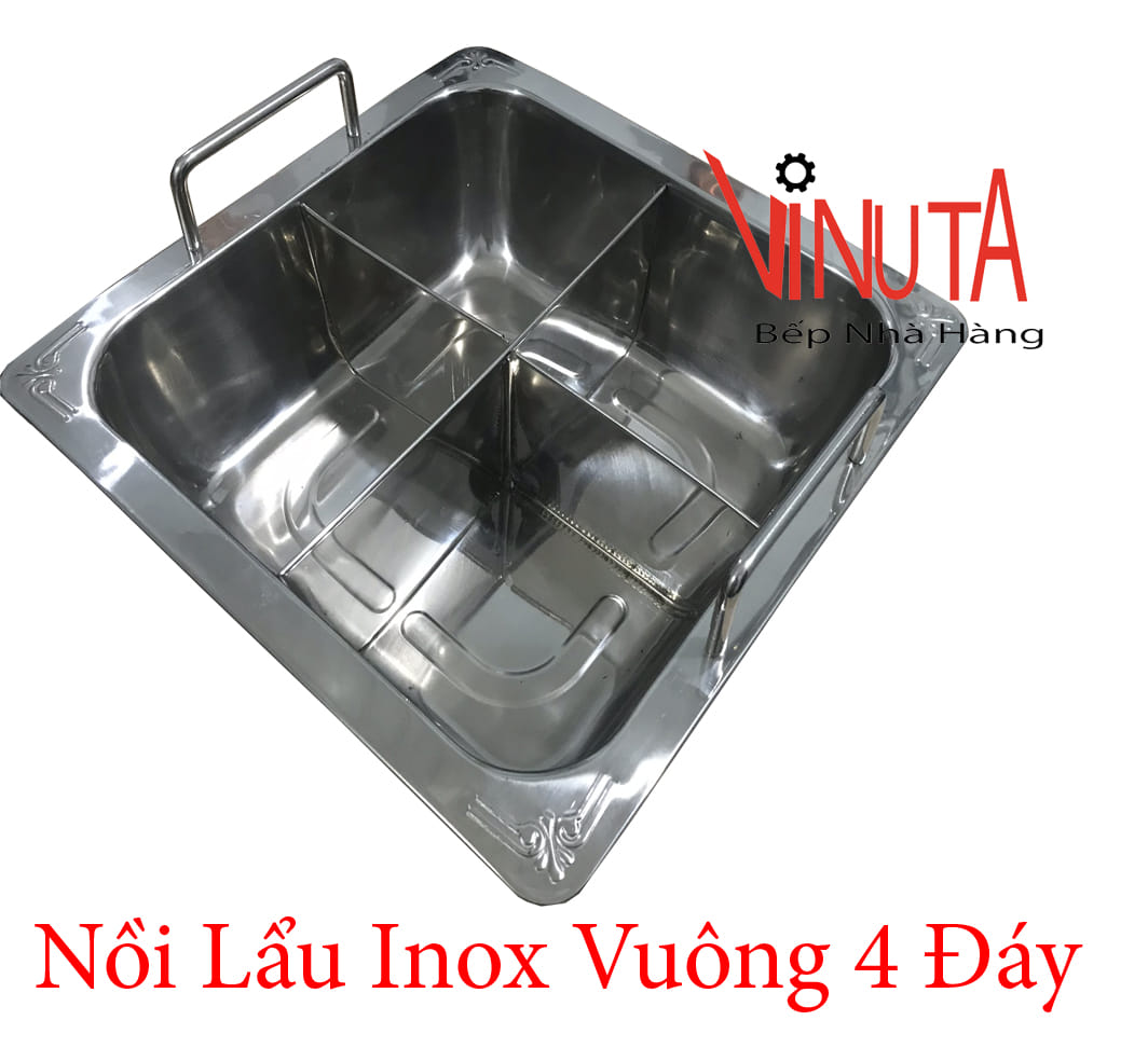 nồi lẩu inox vuông 4 đáy