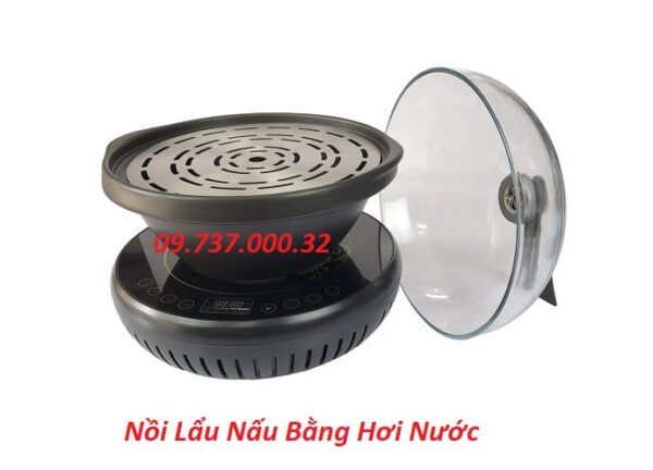 Nồi lẩu hơi tại nhà, nồi hấp cách thủy, bếp lẩu hơi gia đình bằng sứ - Ảnh 7