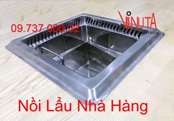 Bếp lẩu âm bàn nhà hàng | bộ Nồi (bếp) lẩu đơn hình vuông 3000w 4 ngăn - Ảnh 2