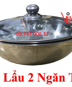 Nồi lẩu tròn 2 ngăn, Nồi inox D30cm dùng cho bếp từ, bếp ga, hồng ngoại
