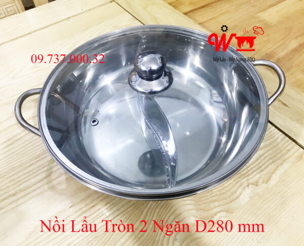 Nồi lẩu inox vuông, tròn loại 1, 2, 3 ,4 Ngăn dùng bếp từ, gas, cồn, than - Ảnh 28