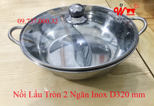 Nồi lẩu inox vuông, tròn loại 1, 2, 3 ,4 Ngăn dùng bếp từ, gas, cồn, than - Ảnh 29