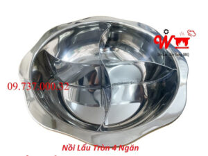 Nồi lẩu tròn 4 ngăn, nồi inox 4 vị dành cho nhà hàng, nồi dùng bếp từ, ga