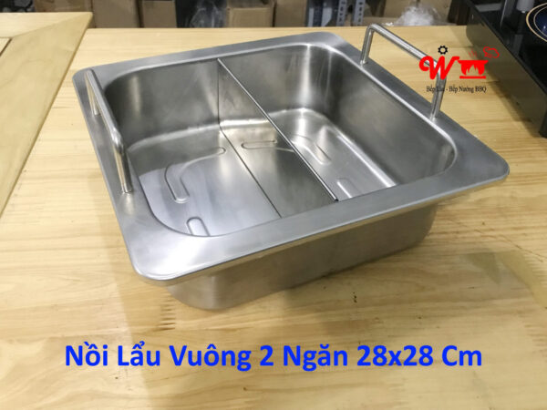 Nồi lẩu inox vuông, tròn loại 1, 2, 3 ,4 Ngăn dùng bếp từ, gas, cồn, than - Ảnh 10