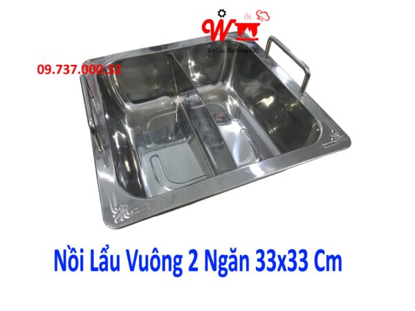 Nồi lẩu inox vuông, tròn loại 1, 2, 3 ,4 Ngăn dùng bếp từ, gas, cồn, than - Ảnh 11
