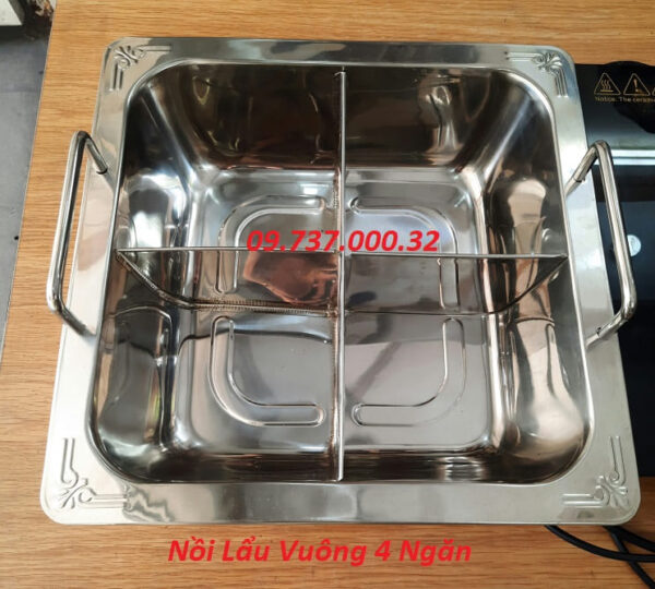 Bếp từ lẩu vuông nhà hàng, bếp từ âm bàn 2000w, nồi lẩu vuông 4 ngăn - Ảnh 8