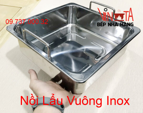 nồi lẩu inox 1 đáy | xoong nấu lẩu vuông 1 ngăn đáy từ, nồi ăn lẩu bếp từ giá rẻ - Ảnh 12