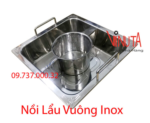 nồi nấu lẩu inox 3 ngăn | nồi lẩu inox 3 đáy| xoong inox nấu lẩu hình vuông nhà hàng - Ảnh 7