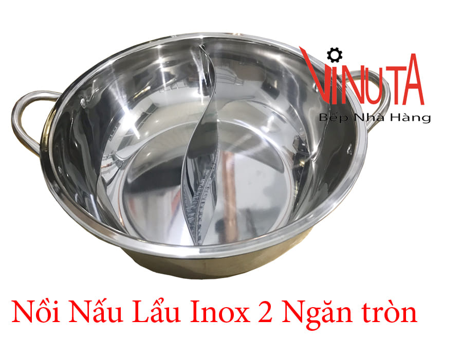 nồi nấu lẩu inox 2 ngăn tròn