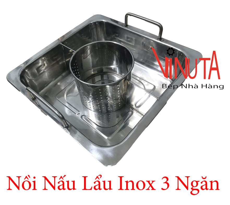 nồi nấu lẩu inox 3 ngăn