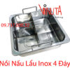 nồi lẩu inox 4 đáy | xoong nấu lẩu inox 4 ngăn hình vuông, nồi lẩu 4 vị, lẩu tứ xuyên