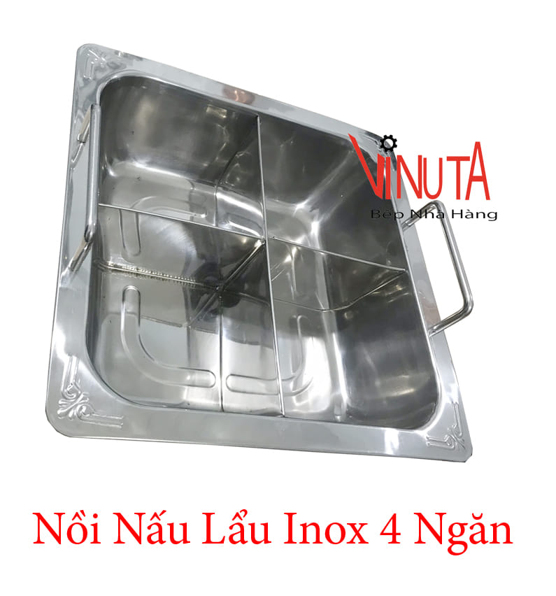 nồi nấu lẩu inox 4 ngăn