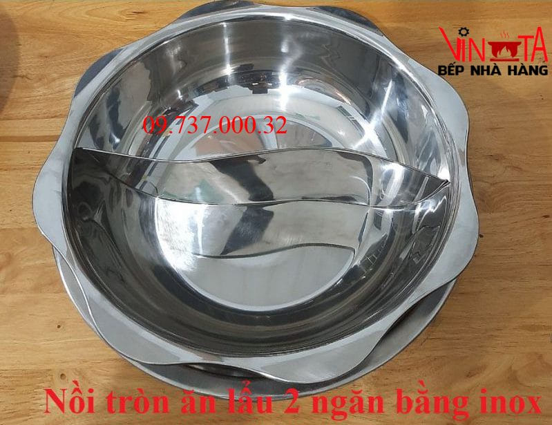 nồi tròn ăn lẩu hai ngăn bằng inox