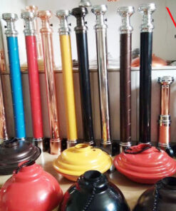 Chụp hút khói bếp nướng cứng màu cafe kèm chào đèn màu đồng