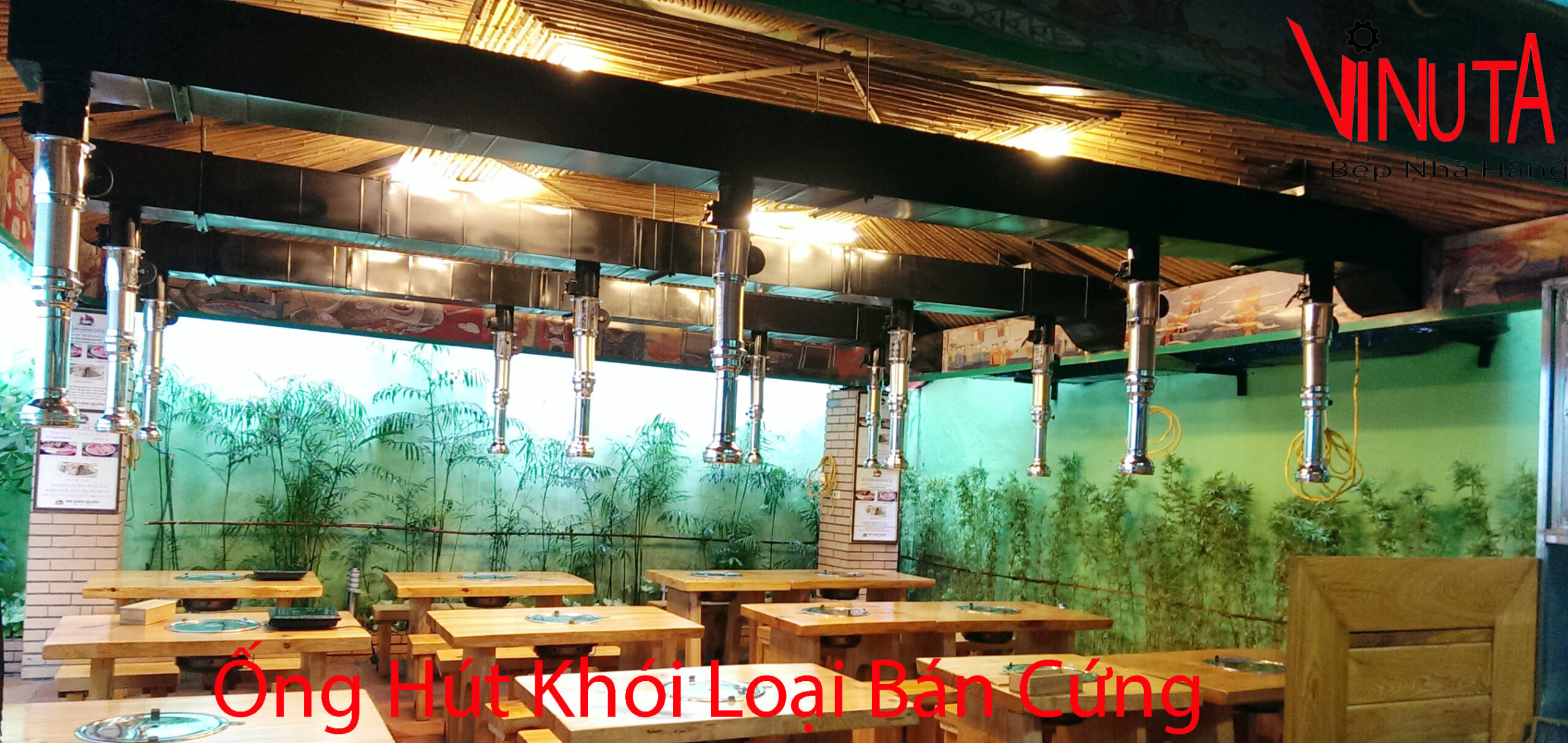 thi công bếp nướng than hoa hút dương