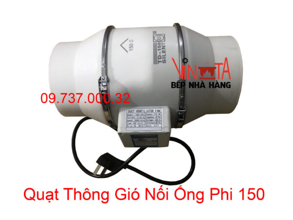 Quạt hút âm trần nối ống gió D150 mm, Quạt khử mùi hôi độc hại, cấp khí sạch