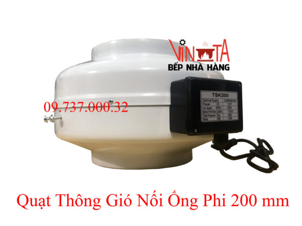 Quạt nối ống phi 200 mm, quạt hút mùi thông gió nối ống tròn giá rẻ bền - Ảnh 2