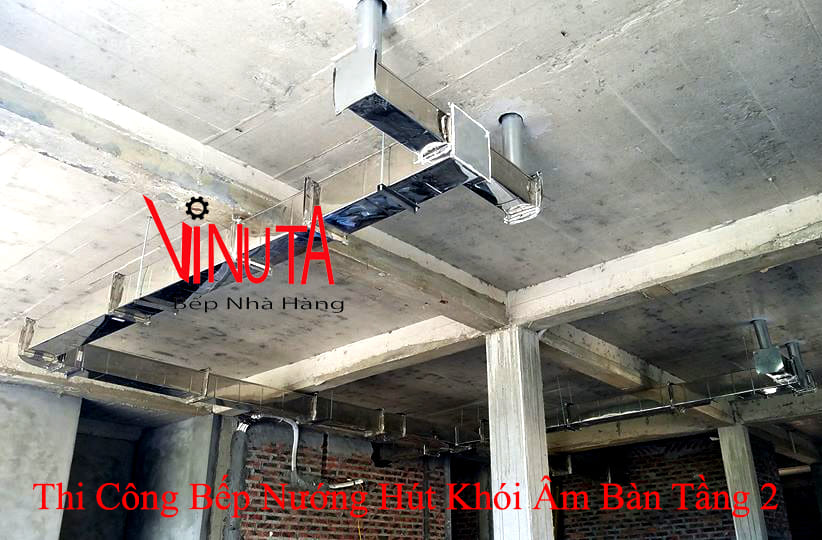 thi công bếp nướng hút khói âm bàn tầng 2