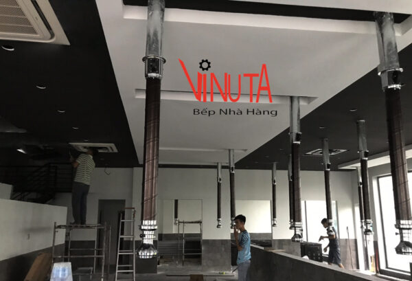 thi công hệ thống Hút Khói Bếp Nướng Than Hoa âm bàn Hút Khói Dương Tại Nam Định
