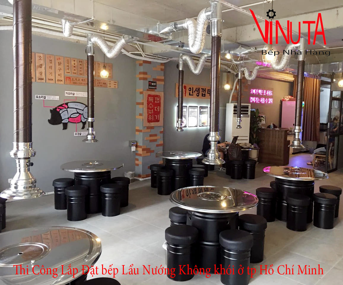 thi công lắp đặt bếp lẩu nướng không khói ở tp hcm