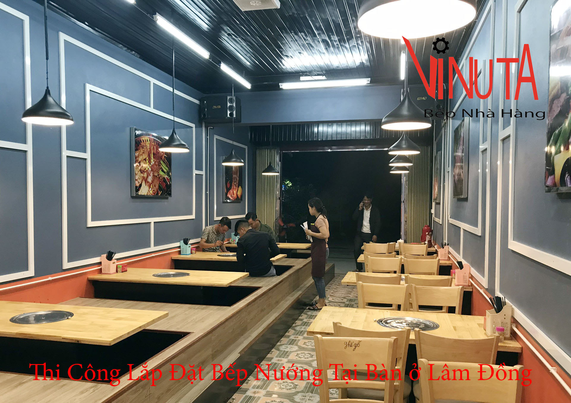 thi công lắp đặt bếp nướng tại bàn ở Lâm Đồng