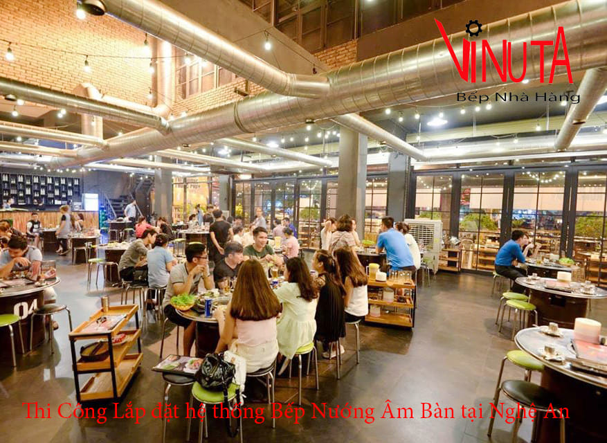 thi công lắp đặt hệ thống bếp nướng âm bàn tại nghệ an