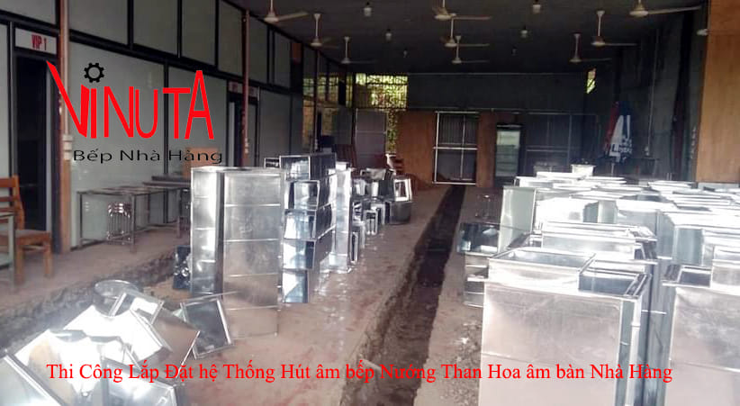 thi công lắp đặt hệ thống hút khói âm bếp nướng than hoa âm bàn nhà hàng