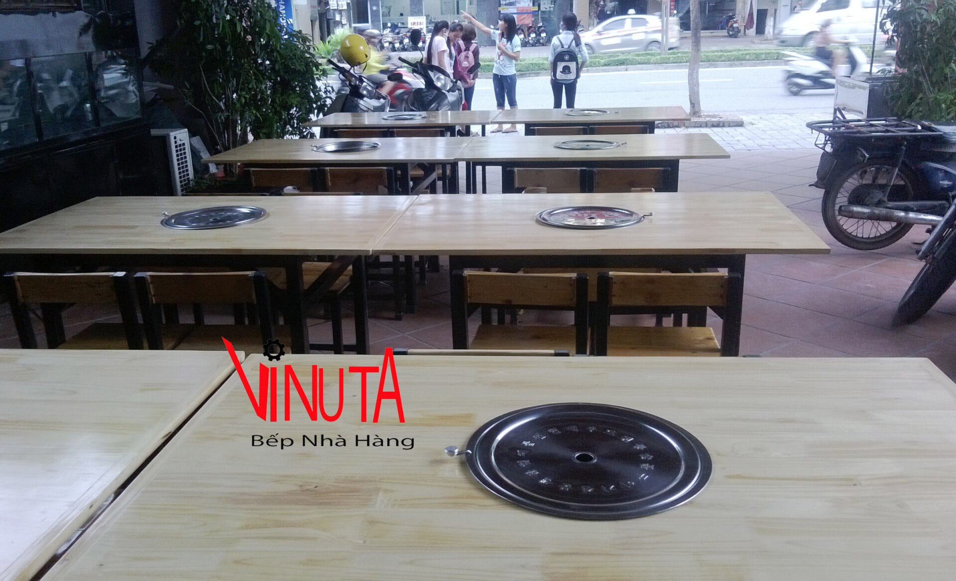 thi công lắp đặt hệ thống hút khói bếp nấu, bếp nướng than hoa âm bàn hàn quốc tại thái bình