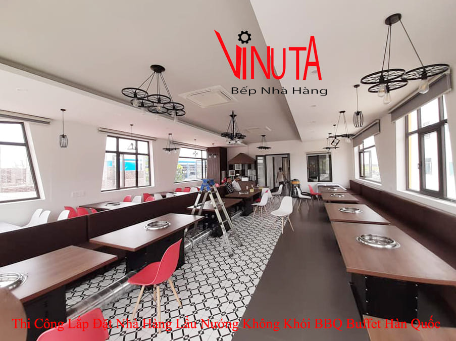 thi công lắp đặt nhà hàng lẩu nướng không khói bbq buffet hàn quốc