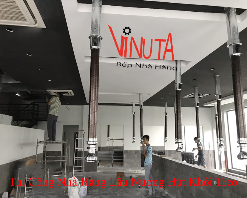 thi công nhà hàng lẩu nướng hút khói treo