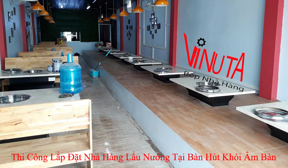 thi công nhà hàng lẩu nướng tại bàn hút khói âm bàn