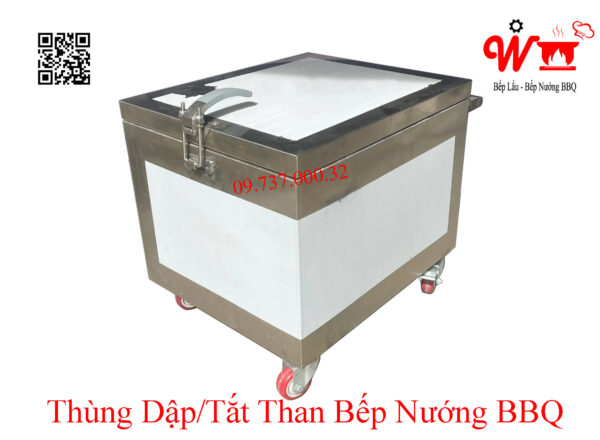 Thùng dập than, tủ, hộp dập tắt than cháy bếp nướng BBQ