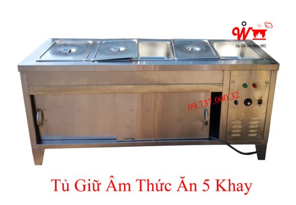 Tủ giữ nóng thức ăn inox, Bàn hâm nóng giữ nhiệt thức ăn 3,4,5.6... ngăn - Ảnh 10