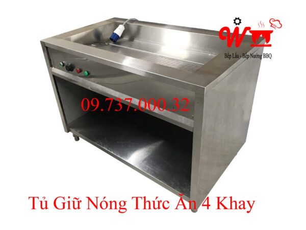 Tủ giữ nóng thức ăn inox, Bàn hâm nóng giữ nhiệt thức ăn 3,4,5.6... ngăn - Ảnh 8