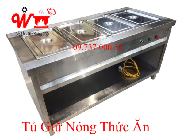 Tủ giữ nóng thức ăn inox, Bàn hâm nóng giữ nhiệt thức ăn 3,4,5.6... ngăn - Ảnh 12
