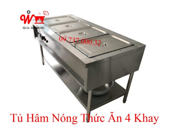 Tủ giữ nóng thức ăn inox, Bàn hâm nóng giữ nhiệt thức ăn 3,4,5.6... ngăn - Ảnh 7