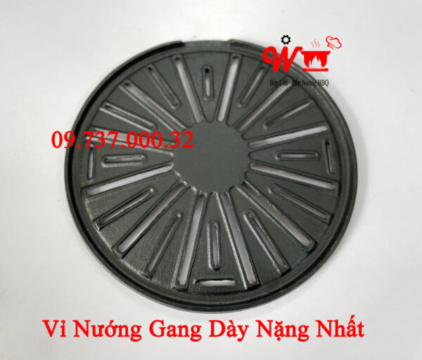 Đĩa Gang Nướng BBQ, Vỉ, Khay, Chảo bếp nướng than tròn tại bàn BBQ - Ảnh 12