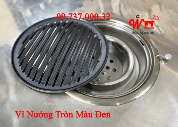 Khay nướng, đĩa, vỉ nướng gang tròn, màu đen dùng cho bếp nướng BBQ tại bàn - Ảnh 2