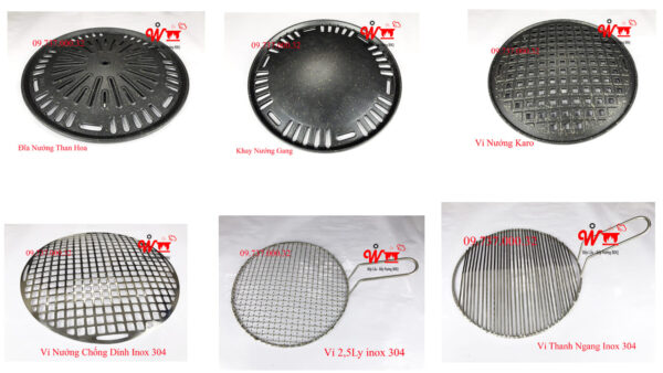 Vỉ nướng than bếp nướng, gogi, đĩa, khay, inox 304, gang chống dính