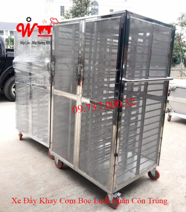 Xe để khay Cơm, Xe đẩy khay Cơm Inox 304 - Ảnh 14