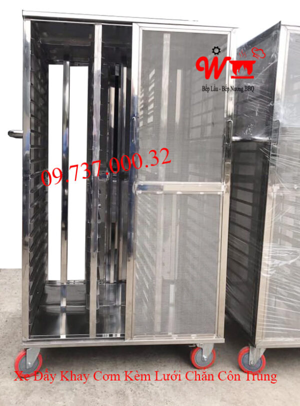 Xe để khay Cơm, Xe đẩy khay Cơm Inox 304 - Ảnh 20