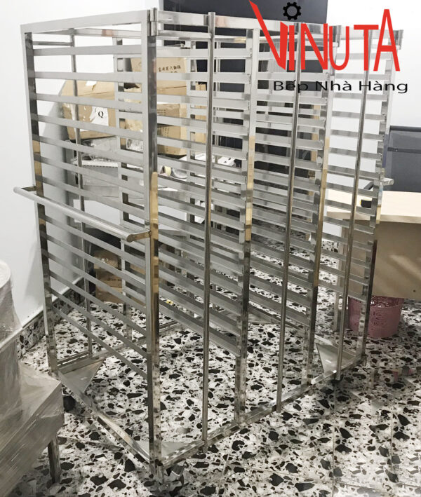 Xe để khay Cơm, Xe đẩy khay Cơm Inox 304 - Ảnh 4